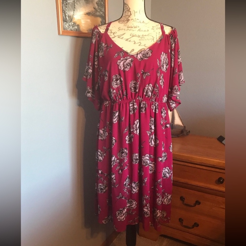 Torrid Burgundy Floral Midi Dress